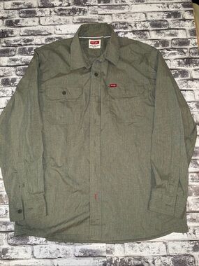 Wrangler Mens Comfort Flex Soft Long Sleeve Button Up Green Size L